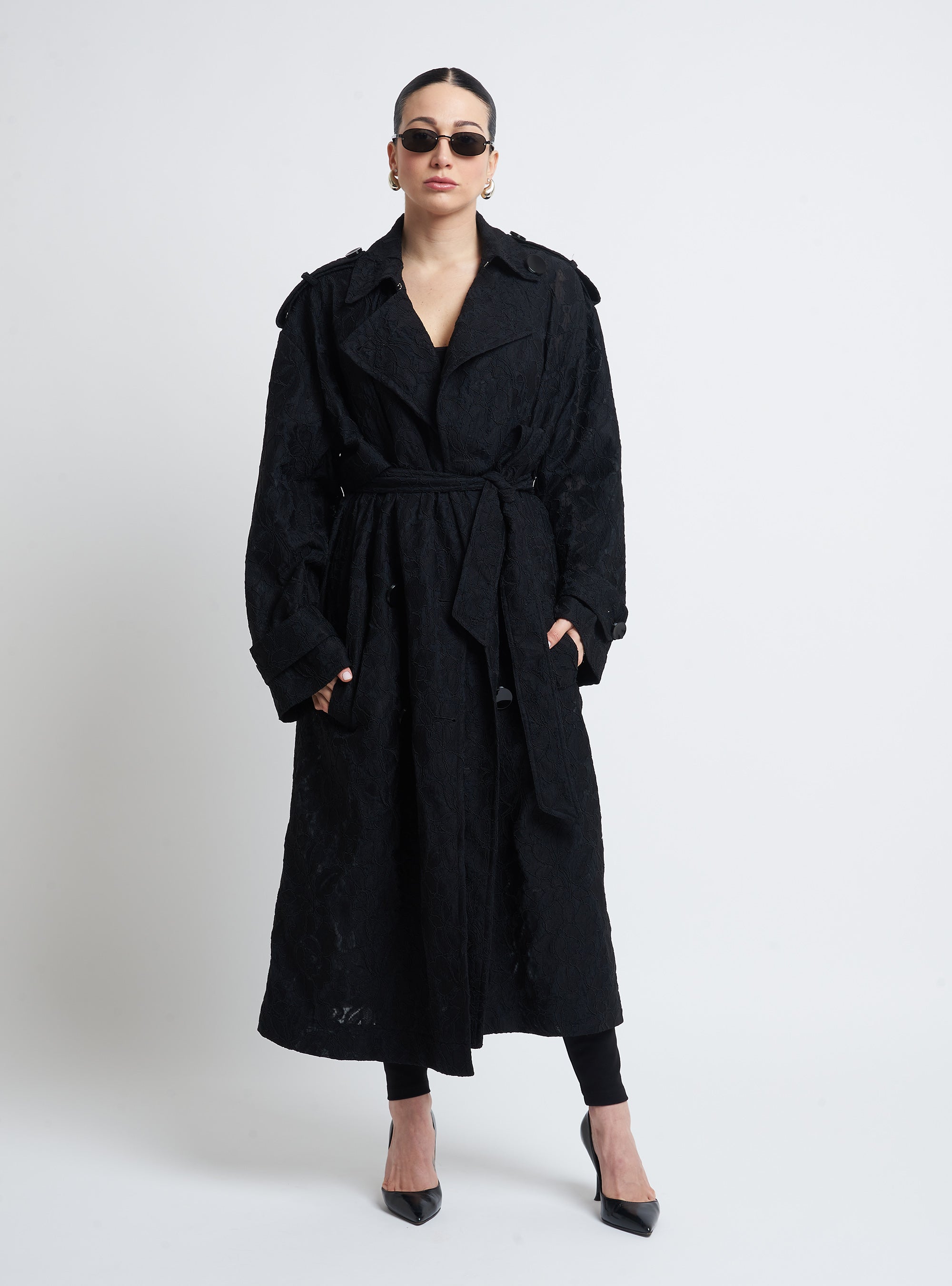 Oversized double-breasted trench coat