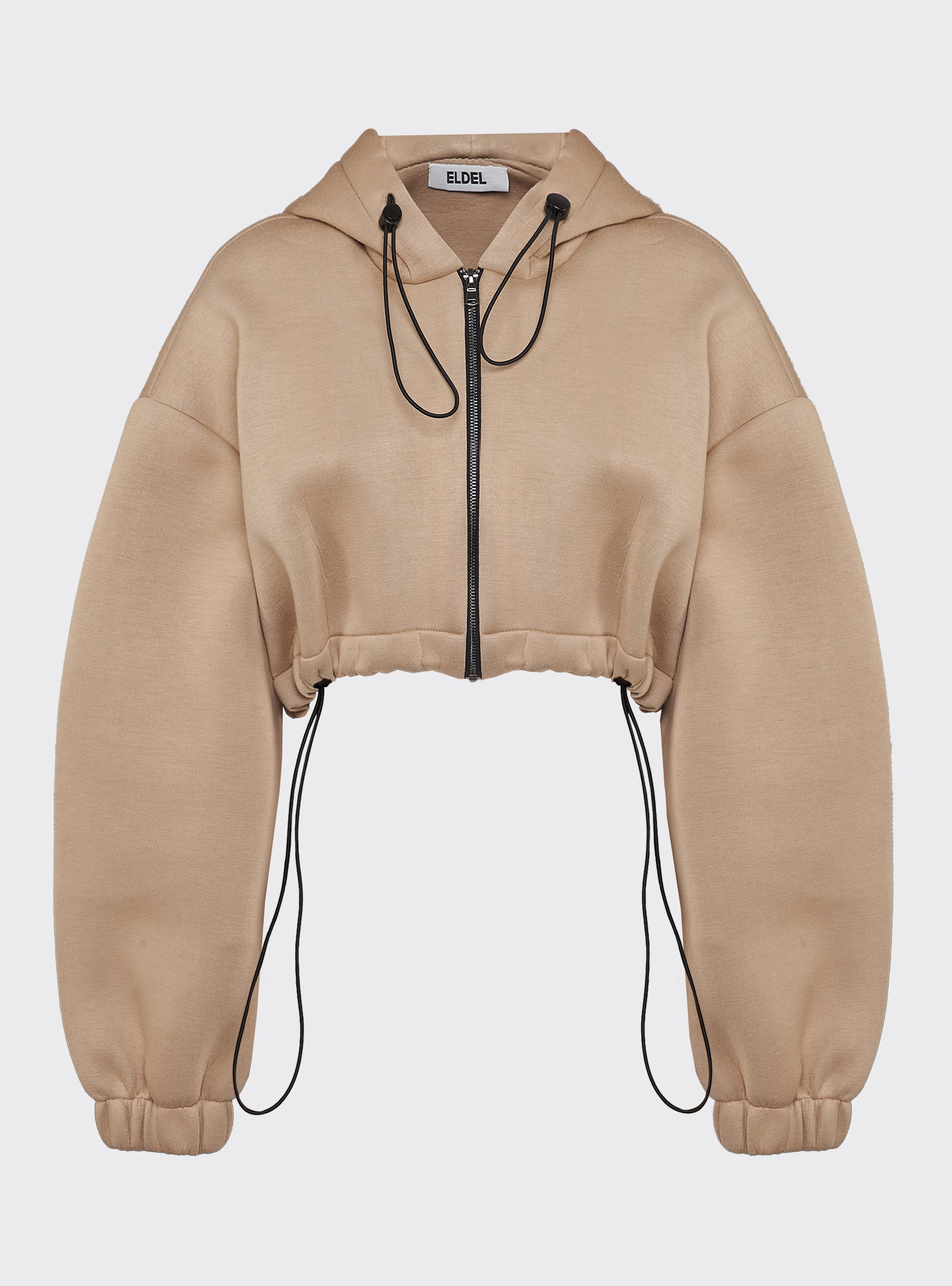 "Cropped" Neoprene Zip-Up Hoodie