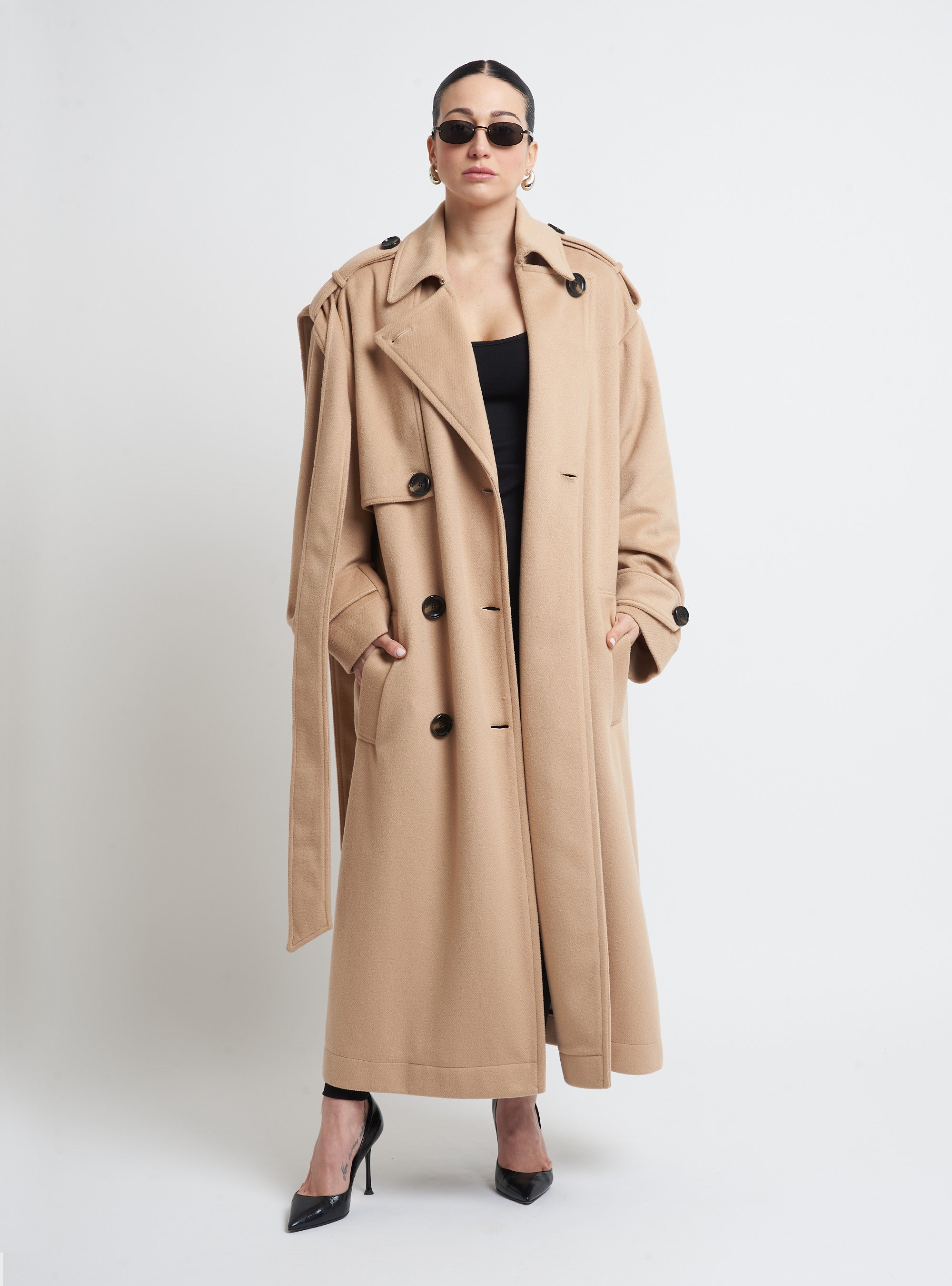 Oversized double-breasted trench coat
