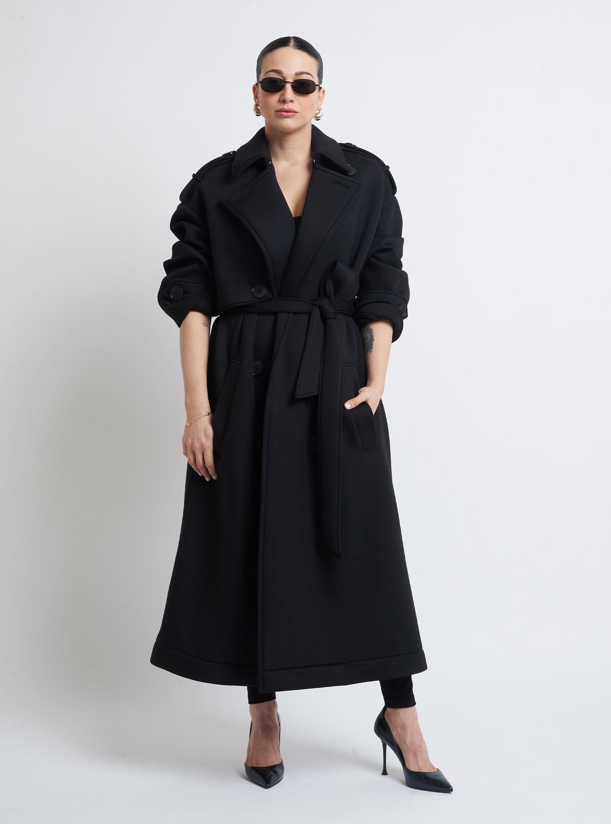 Oversized double-breasted trench coat