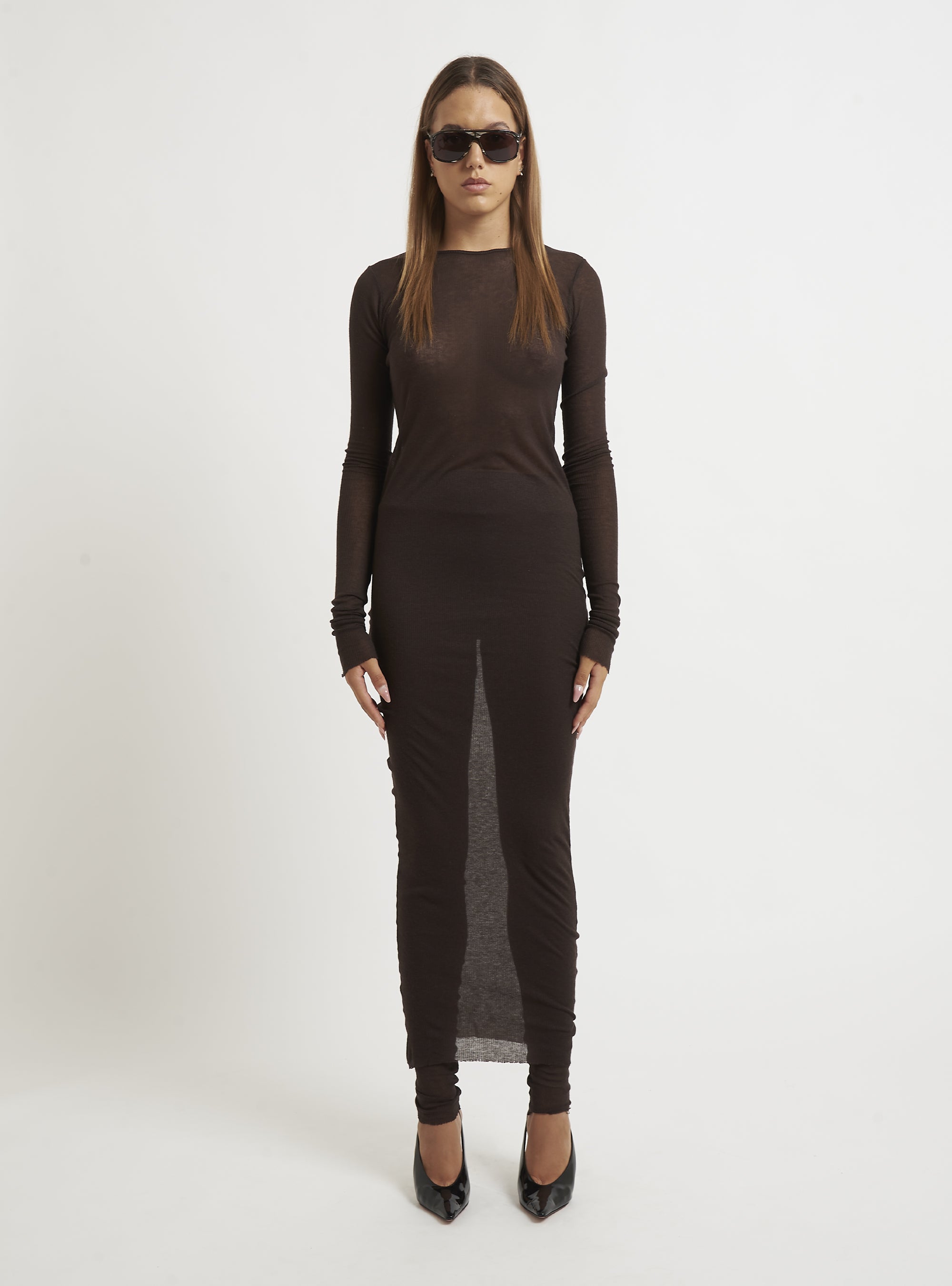 Crew neck cashmere dress